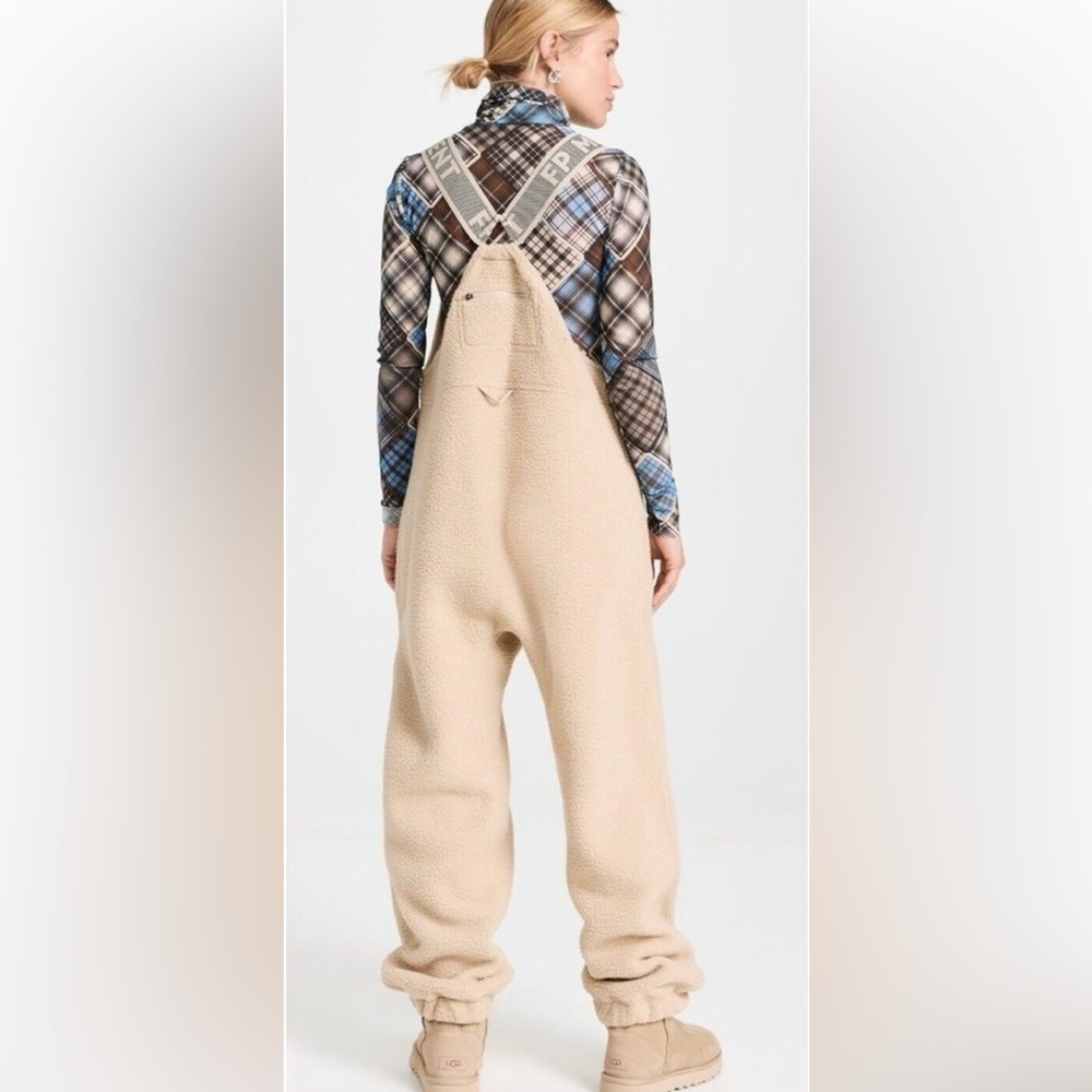 Free People Movement Women's MEDIUM Hit The Slopes Salopette Bibs in Sesame Tan